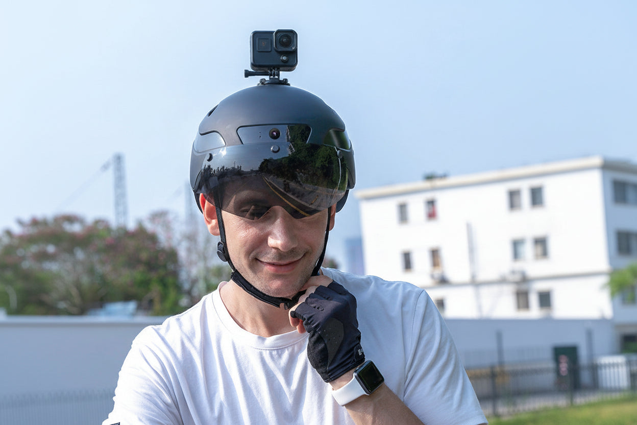Riding Helmet Camera With Bluetooth Turn Taillight Flashing