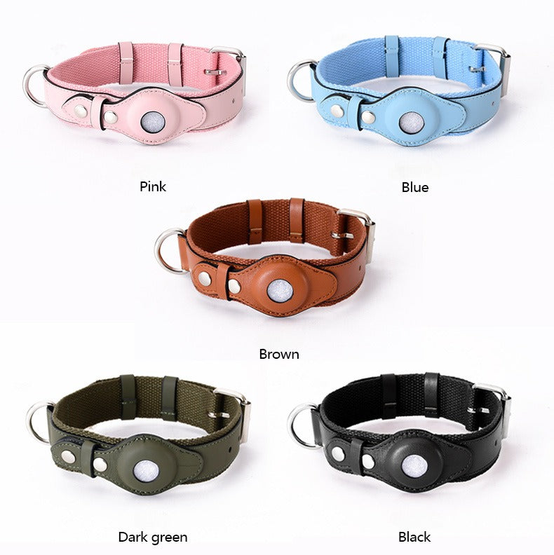 Soft Leather Airtag Dog Collar